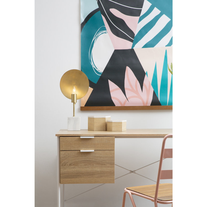 Reinolf Writing Desk, White, Left Hand Facing, Natural