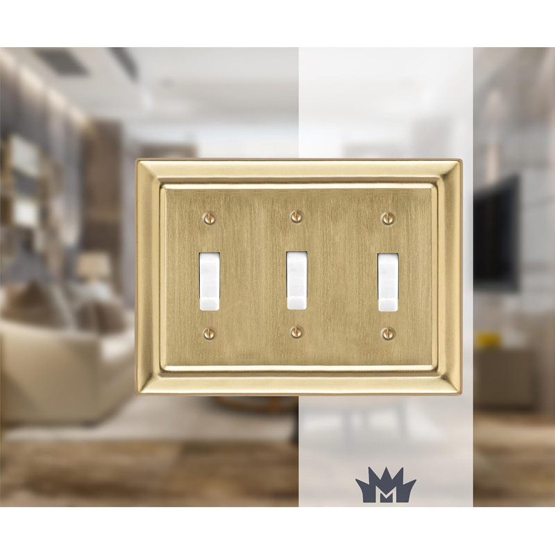 Architectural 3 - Gang Toggle Light Switch Standard Wall Plate, Gold