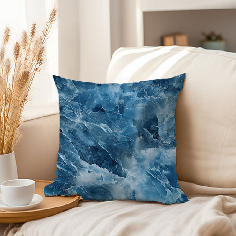 Animals William Morris Birds Damask Pattern I Cottage, 18" H x 18" W, Abstract Blue Marble Crystal Geode IX Modern