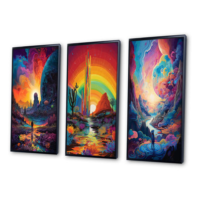 «Mysterious Rainbow Vision Landscape III», 3 pièces sur toile