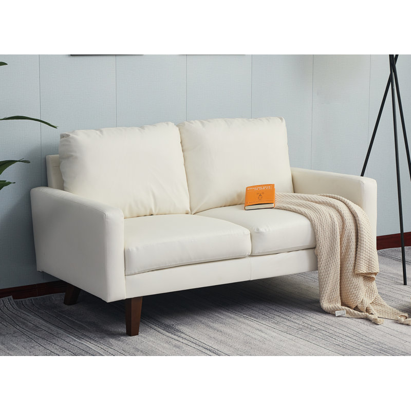 Marleina 58'' Faux Leather Sofa, Beige, 34.2" H x 58" W x 33" D