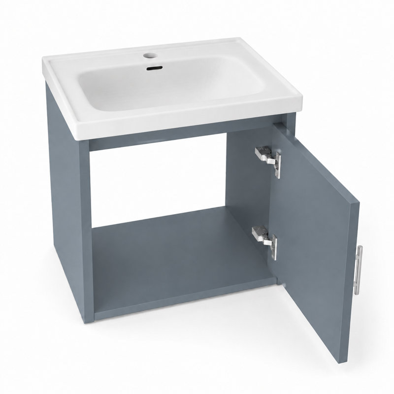 Meuble-lavabo simple flottant 16 po avec lavabo en céramique et portes à fermeture douce 16 po, Blue