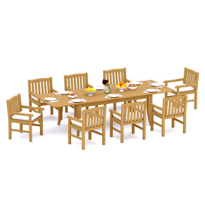 Ensemble repas d'extérieur rectangulaire pour 8 personnes L 83 po Devon