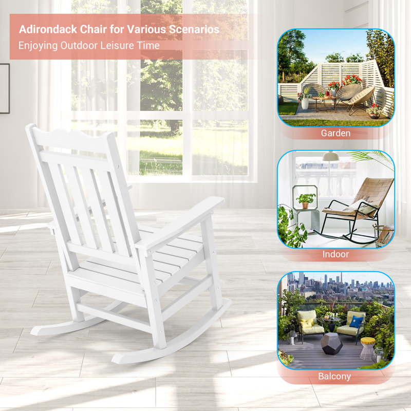 Chaise Adirondack berçante en plastique Liebwin, Blanc