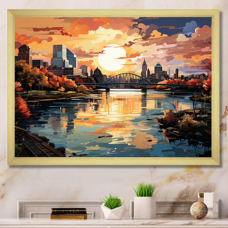 Boston Popart II - reproduction sur toile, H 30 po x l 40 po x P 1,5 po, Cadre doré à une seule photo