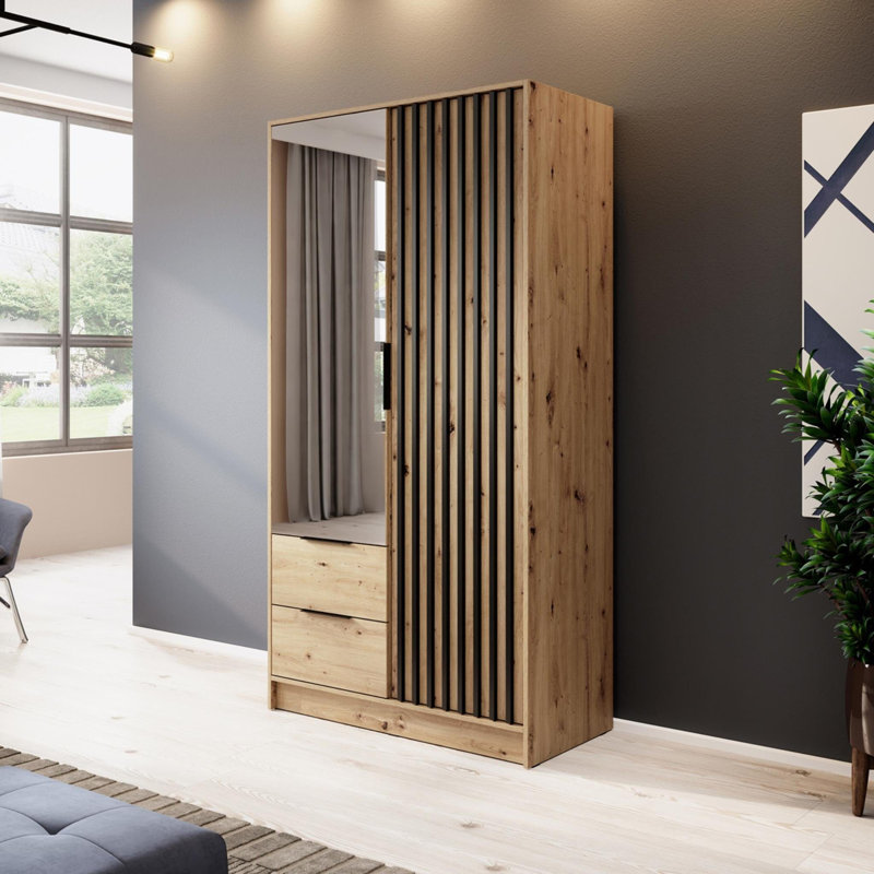 Anzovin 2 Door Wardrobe, Natural
