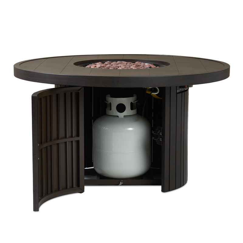 Real Flame Calvin 44" Round Metal Propane Fire Pit Table With Hidden Tank, Bronze Coral