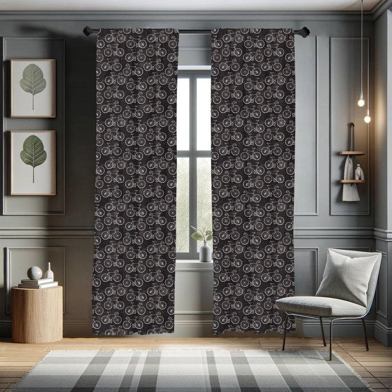 Bicycle Semi-Sheer Rod Pocket Sliding Panel, 28" x 63"