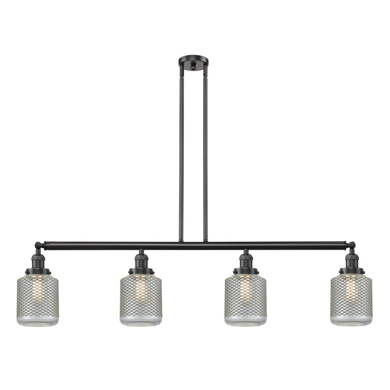 Luminaire suspendu pour îlot de cuisine 4 lumières Leis, Laiton brossé, DEL