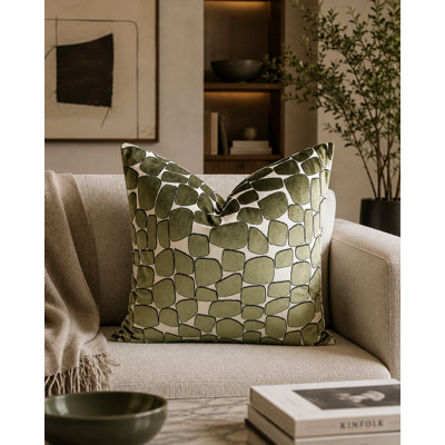OLIVEA Organic Mosaic Decorative Pillow Cover – Olive & Ivory