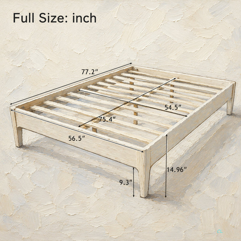Structure de lit plateforme en bois de bambou sec massif de 15 pouces de hauteur avec support en lattes de bois