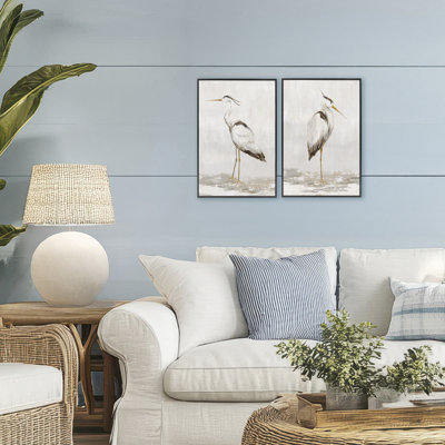 Seric Heron Birds, ensemble de 2 giclées encadrées, design par Hannah Dawson