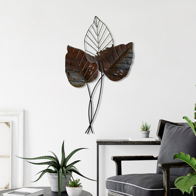 Accessoire mural en métal fait à la main, 17,7 po x 33,5 po | 100% métal, épaisseur: 0,06 pouce | Finition brune unique, conception murale | Parfait pour le salon, la chambre à coucher ou le bureau