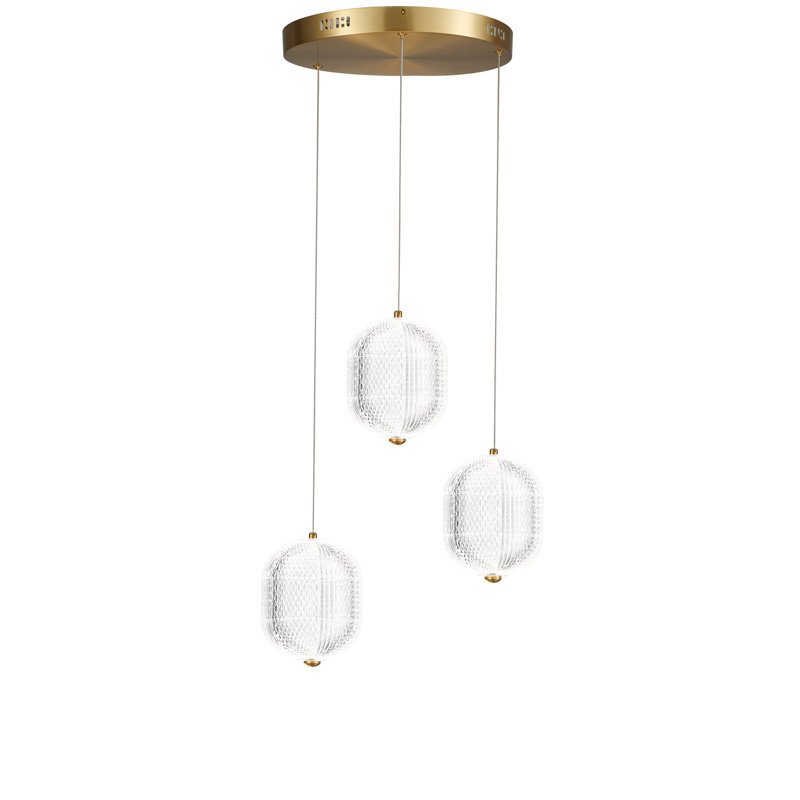 Luminaire suspendu 3 lumières DEL Peri, Laiton vieilli