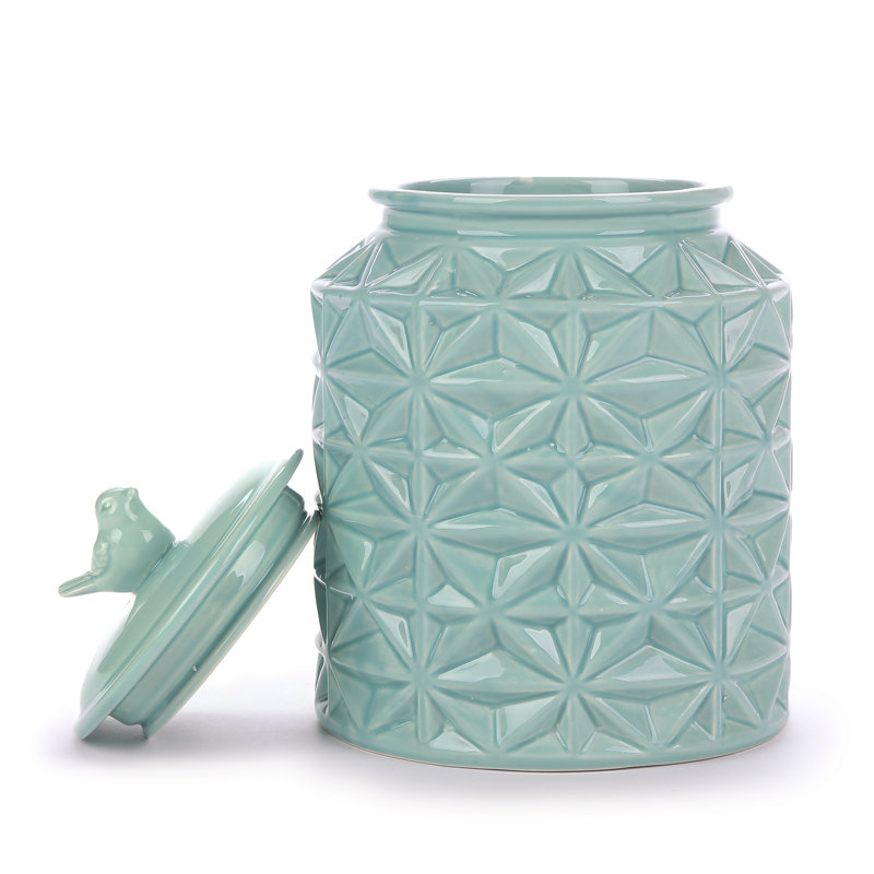 Pot à biscuits en céramique turquoise