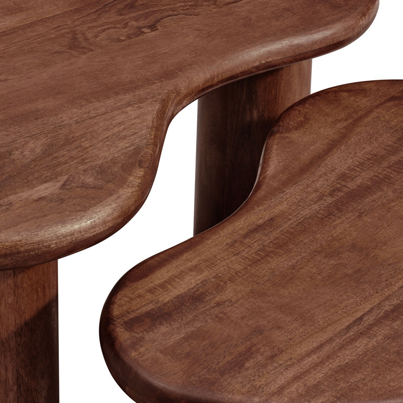 Hackney Mango Wood Nesting Coffee Table Set, Walnut