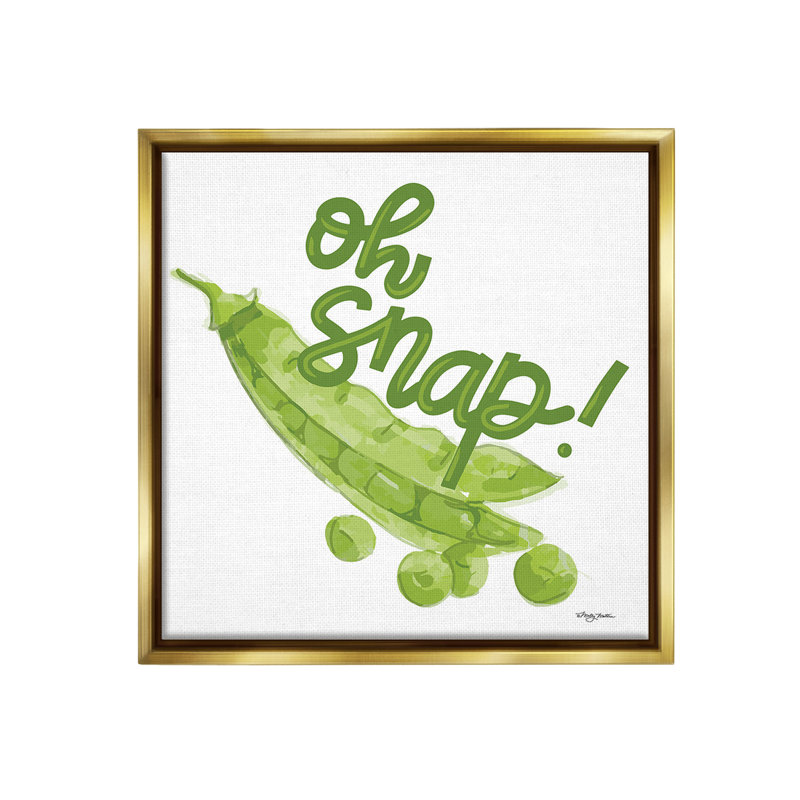 "Oh Snap With Peas" par Molly Mattin sur toile, Cadre flottant métallique doré, H 25 po x l 25 po