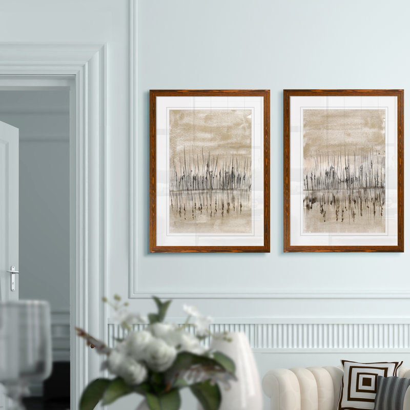 «Marshline Reflection I» par Vincent Van Gogh, ensemble de 2 cadres sur toile, H 24 po x l 18 po, Espresso