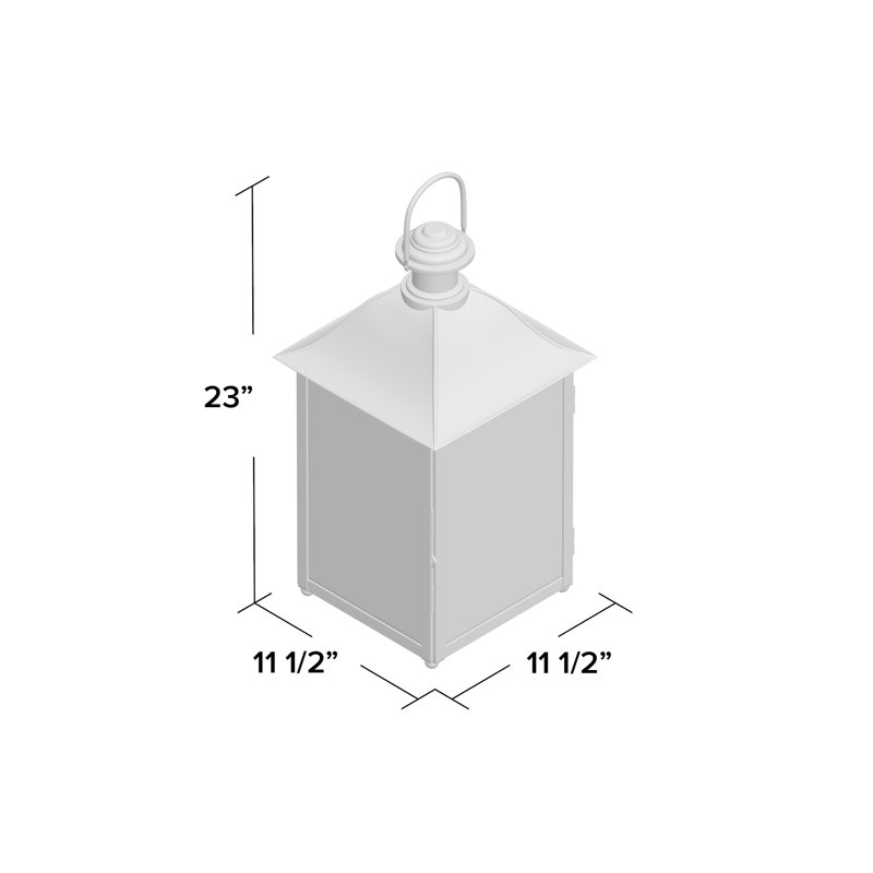 Coach House Outdoor Glass and Metal Lantern, 23" H x 11.5" W x 11.5" D, Black