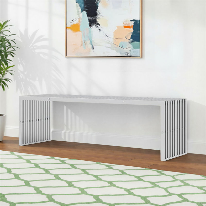 Jules Stainless Steel Bench, Silver