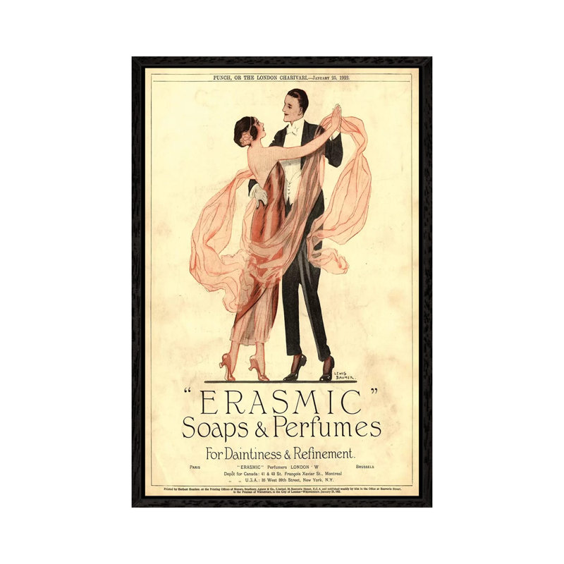 1920s Erasmic Soaps Magazine - Print on Canvas, Black Framed, 66.04 cm H x 45.72 cm W