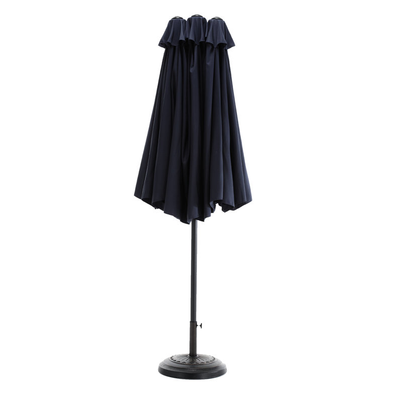 14.8 Ft Large Rectangular Outdoor Umbrella - Navy. 180G Canopy, Convenient Crank. Provides Sun Shade For Backyard, Poolside And Lawn Double Sided Patio Navy Blue. 100% Fabric, Steel Structure. Crank