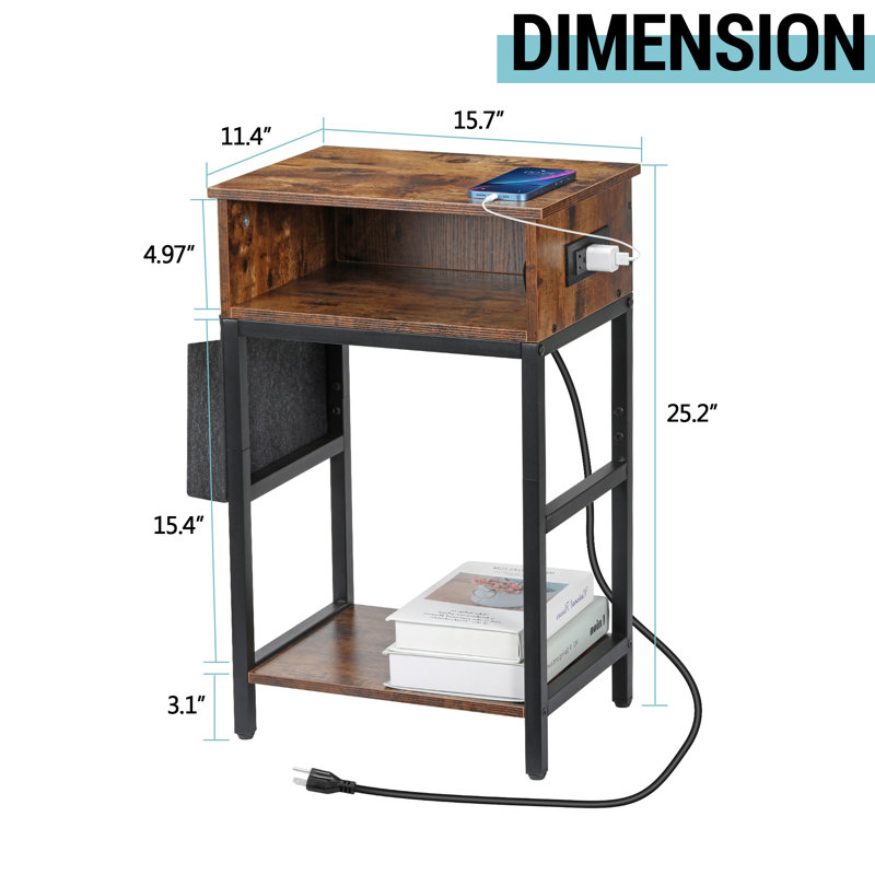 Table de bout avec rangement et prises de courant intégrées