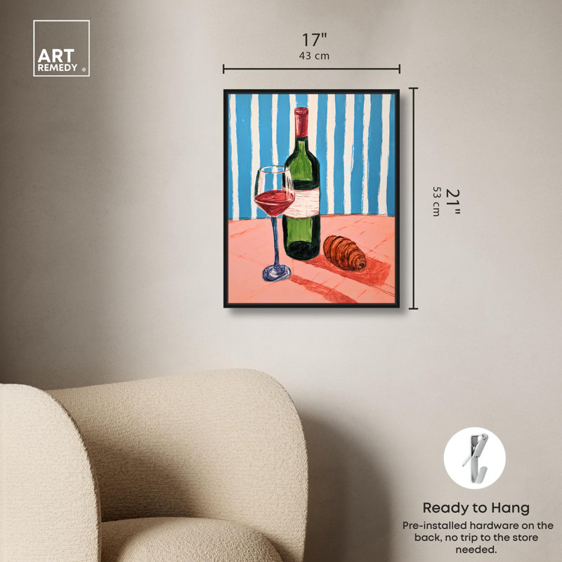 «Beach Time Drink Canvas» par Art Remedy, 21" H x 17" W, Cadre noir