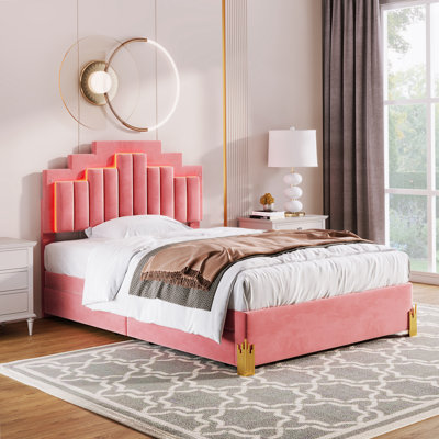 Ronyn Upholstered Platform Bed with LED Lights and 4 Drawers -  Everly Quinn, C805677992C148FCB742CEEC051A7624