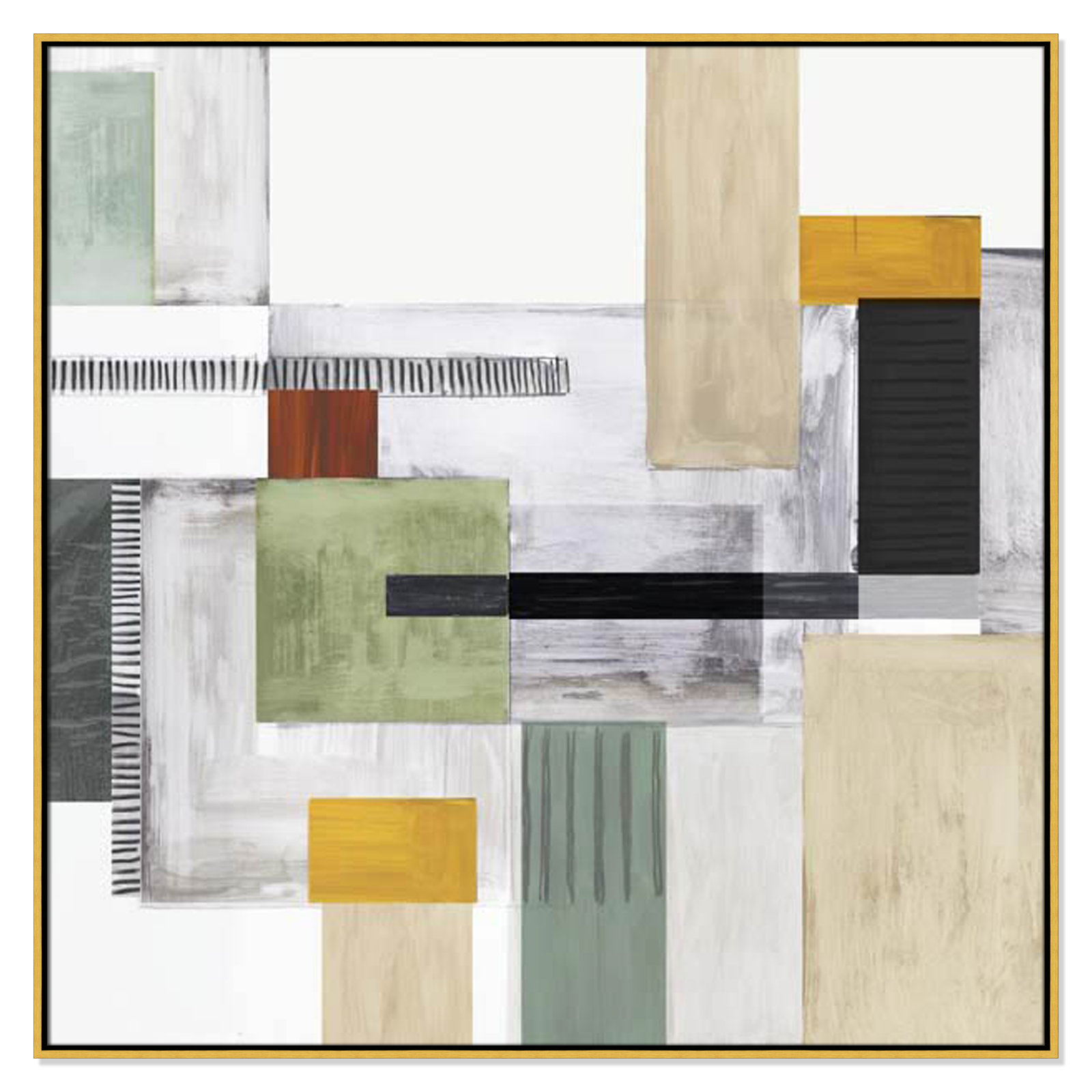 Playful Blocks Print, 46.5" H x 46.5" W x 2" D, Gold Floater Framed