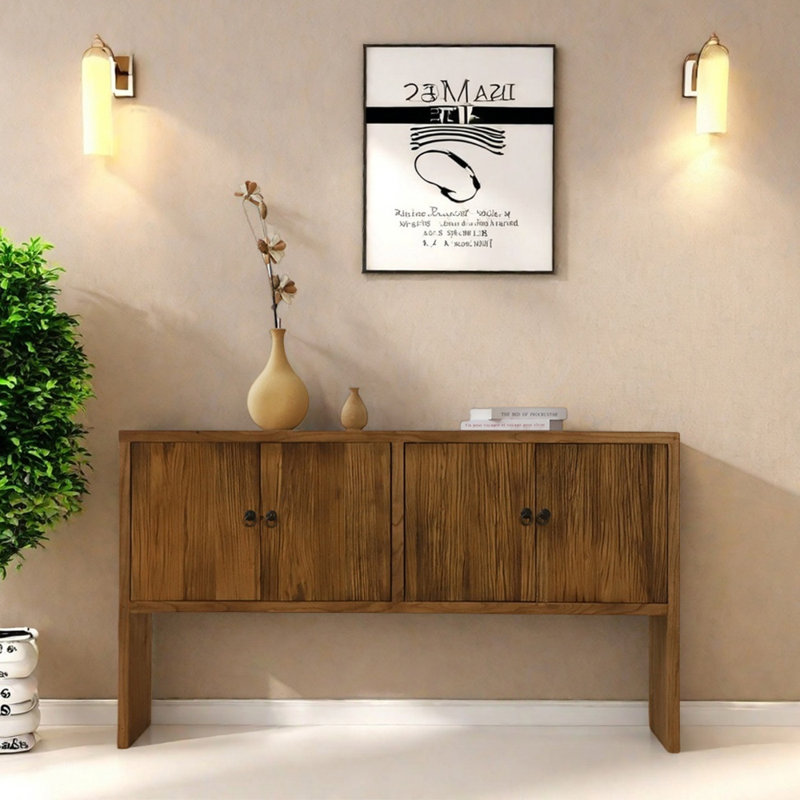 Chinese Solid Old Elm Entryway Cabinet, 31.5" H x 55.1" W x 15.7" D