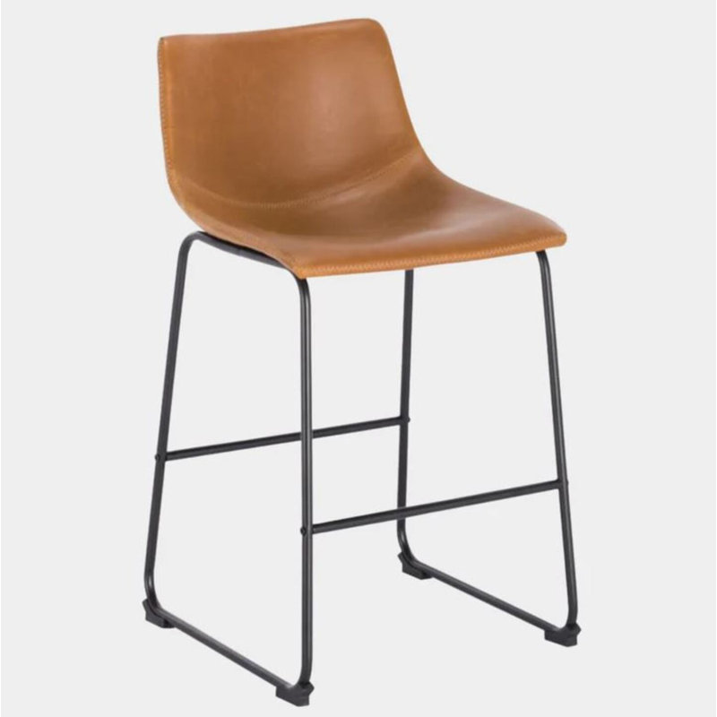 Tabouret en faux cuir Tenaris, Tabouret de bar (siège d'une hauteur de 29 po), Tanné