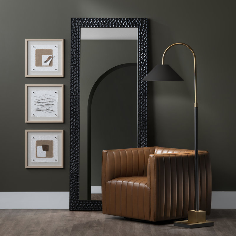 67.5" Metal Floor Lamp With Black Shade
