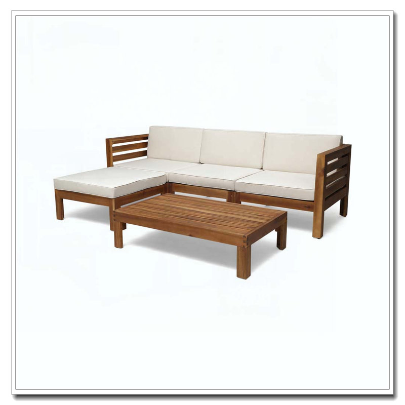 Ensemble de canapé d'extérieur en bois avec table basse