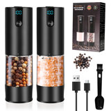 Electric Salt and Pepper Grinder Set - USB Rechargeable With Display Screen And LED Lights,  Upgraded Larger Capacity, Adjustable Coarseness