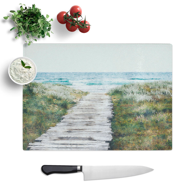 Walkway to the Beach Painting Chopping Board, 0.4cm H x 20cm W x 28.5cm L