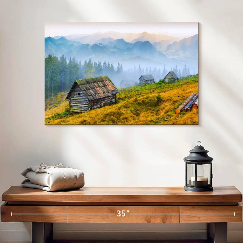 Alvord Hillside Log Cabins, 16" H x 24" W