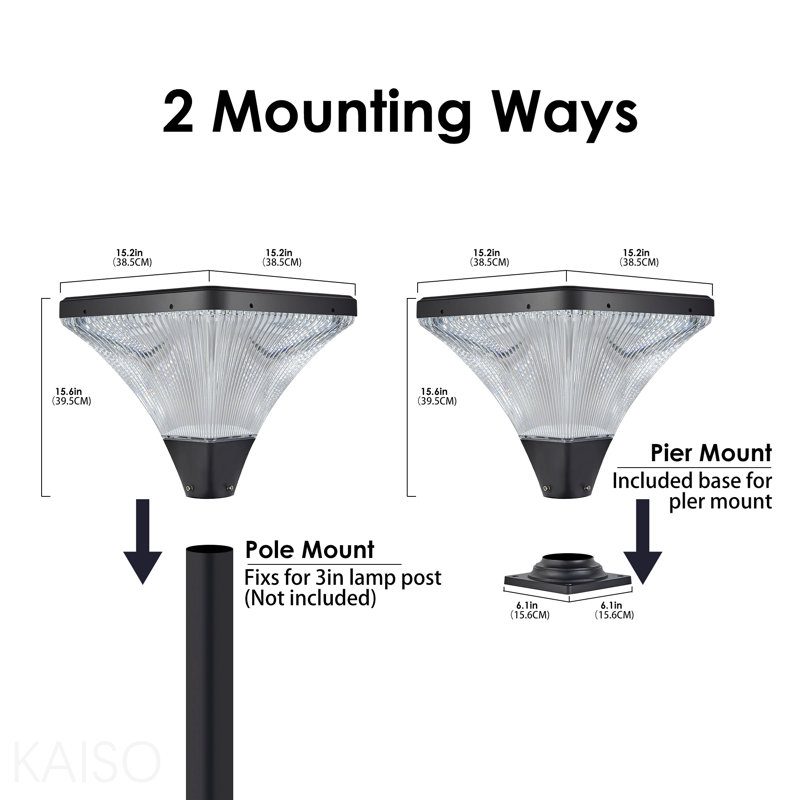 Lampadaire d'extérieur 15 po noir - DEL avec télécommande, à intensité variable, minuterie, imperméable pour cour, jardin, sentier (paquet de 1)