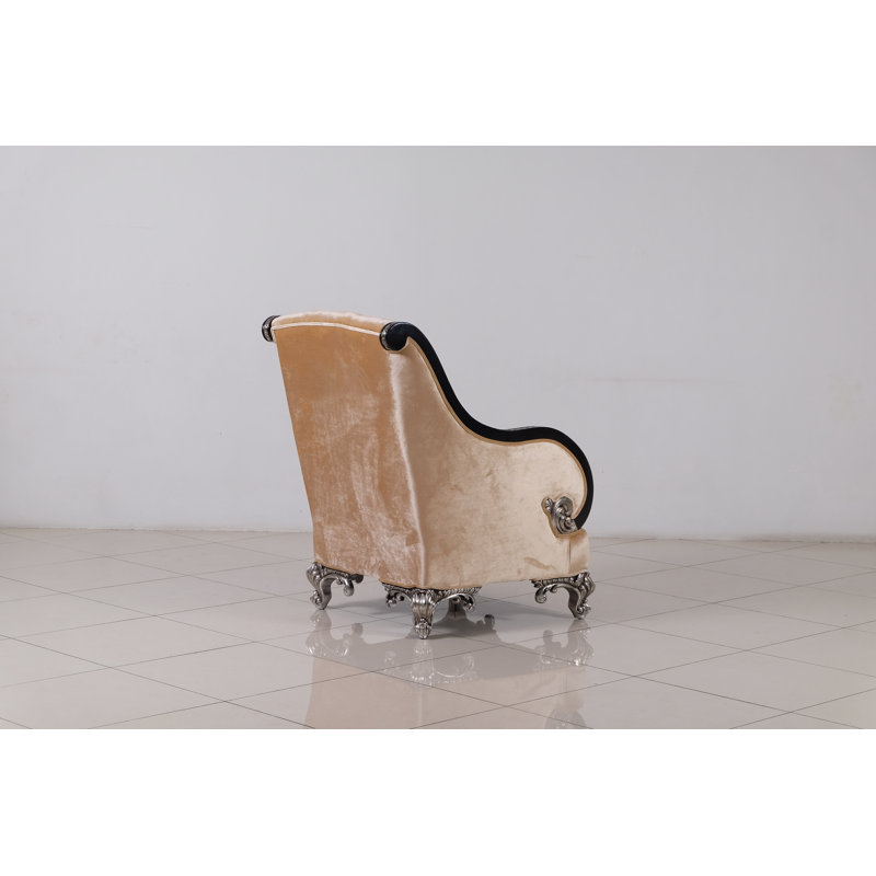Rosabella Tufted Armchair, Black/Antique Silver