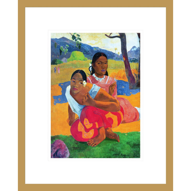 «Nafea Faaipoipo (When are you Getting Married?)» Par Paul Gauguin - Estampe numérique encadrée, H 16,75 po x l 13,6 po