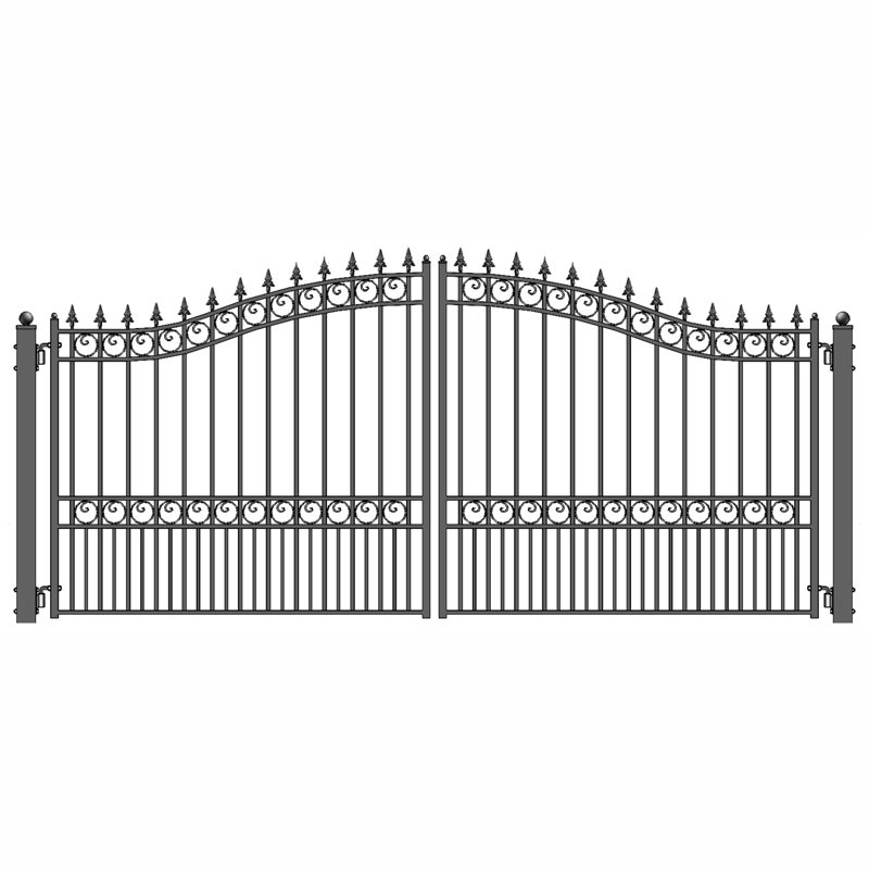 London Style Black Steel Dual Swing Driveway Gate 12 x 6 Feet