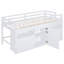 Lit mezzanine simple blanc avec 4 tiroirs, sous l'armoire et les tablettes - espace de sommeil relaxant et chambre à coucher moderne