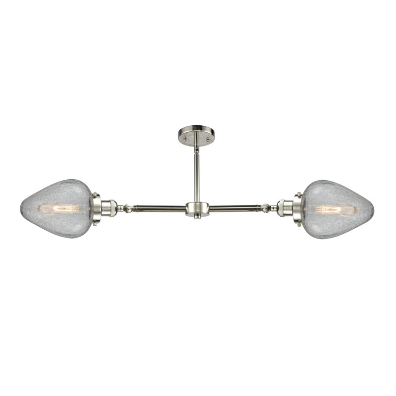 Luminaire suspendu linéaire à 2 lumières pour îlot de cuisine Shauna, Nickel poli, Ampoule DEL 6 watts Vinage