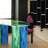 Painted oval graffiti coffee table