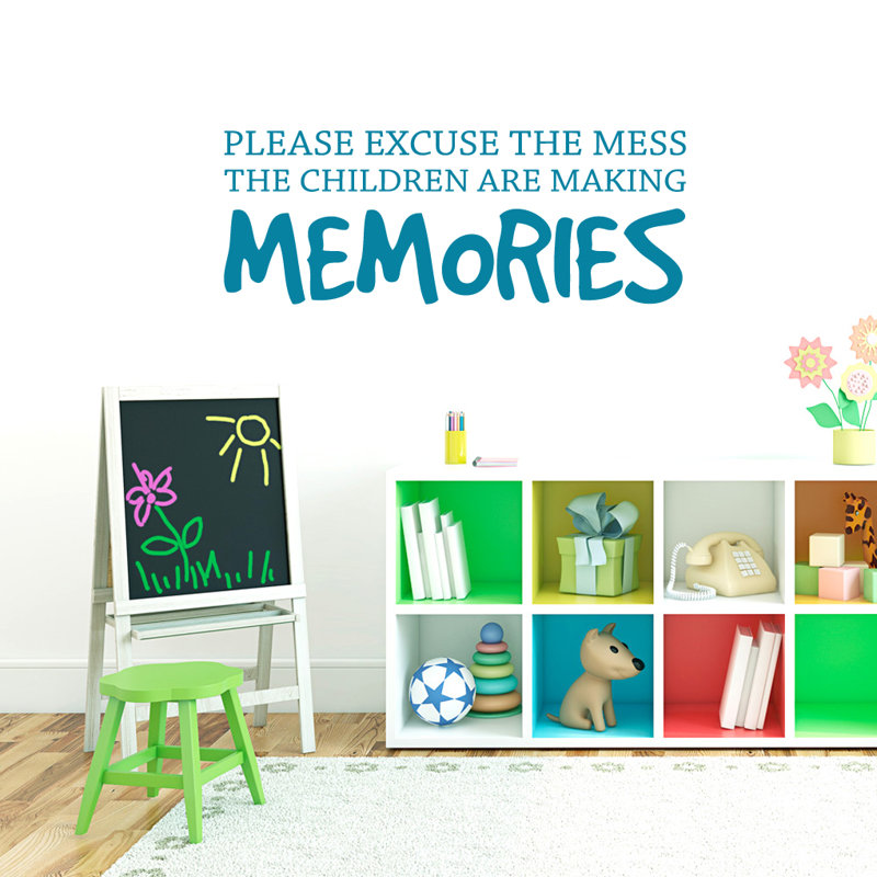 Text & Numbers Non-Wall Damaging Wall Decal, Teal