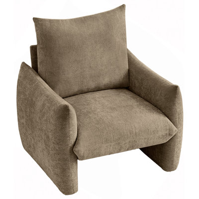 Chaise d'appoint moderne en chenille, canapé simple surdimensionné de 34,3 po avec coussin moelleux, fauteuil de lecture rembourré doux pour le salon, le petit espace et la chambre à coucher