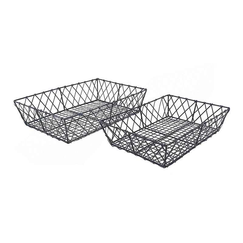 S / 2 plateaux rectangulaires en fer, noir