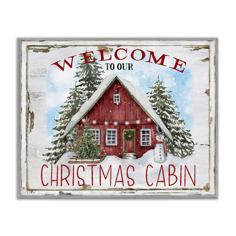 «Christmas Cabin Welcome», estampe numérique par Creatif Belle, H 24 po x l 30 po, Estampe numérique Farmhouse