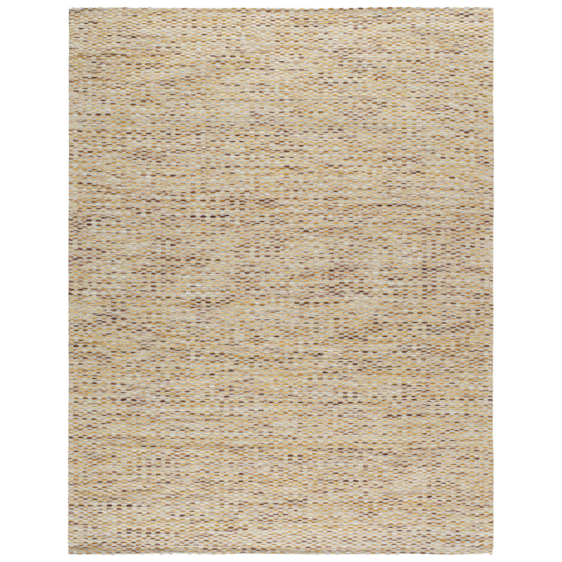 Alois Geometric Hand-Woven Flatweave Area Rug in Yellow/Ivory, Rectangle 8' x 10'