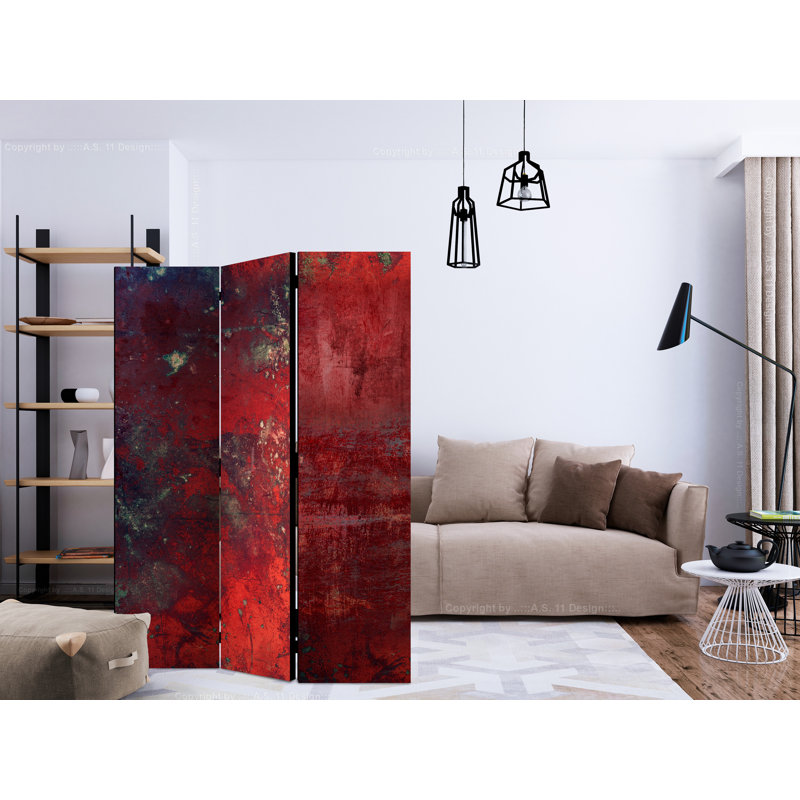 Room Divider, 172cm H x 135cm W x 3cm D, Red Concrete, 3